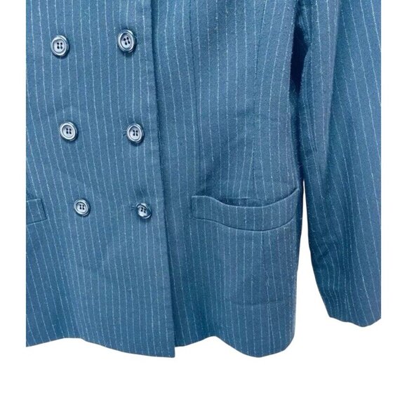 LE SUIT Petite Blazer Jacket Size 14P Women’s Black Striped Blend Front Pockets - Picture 9 of 10